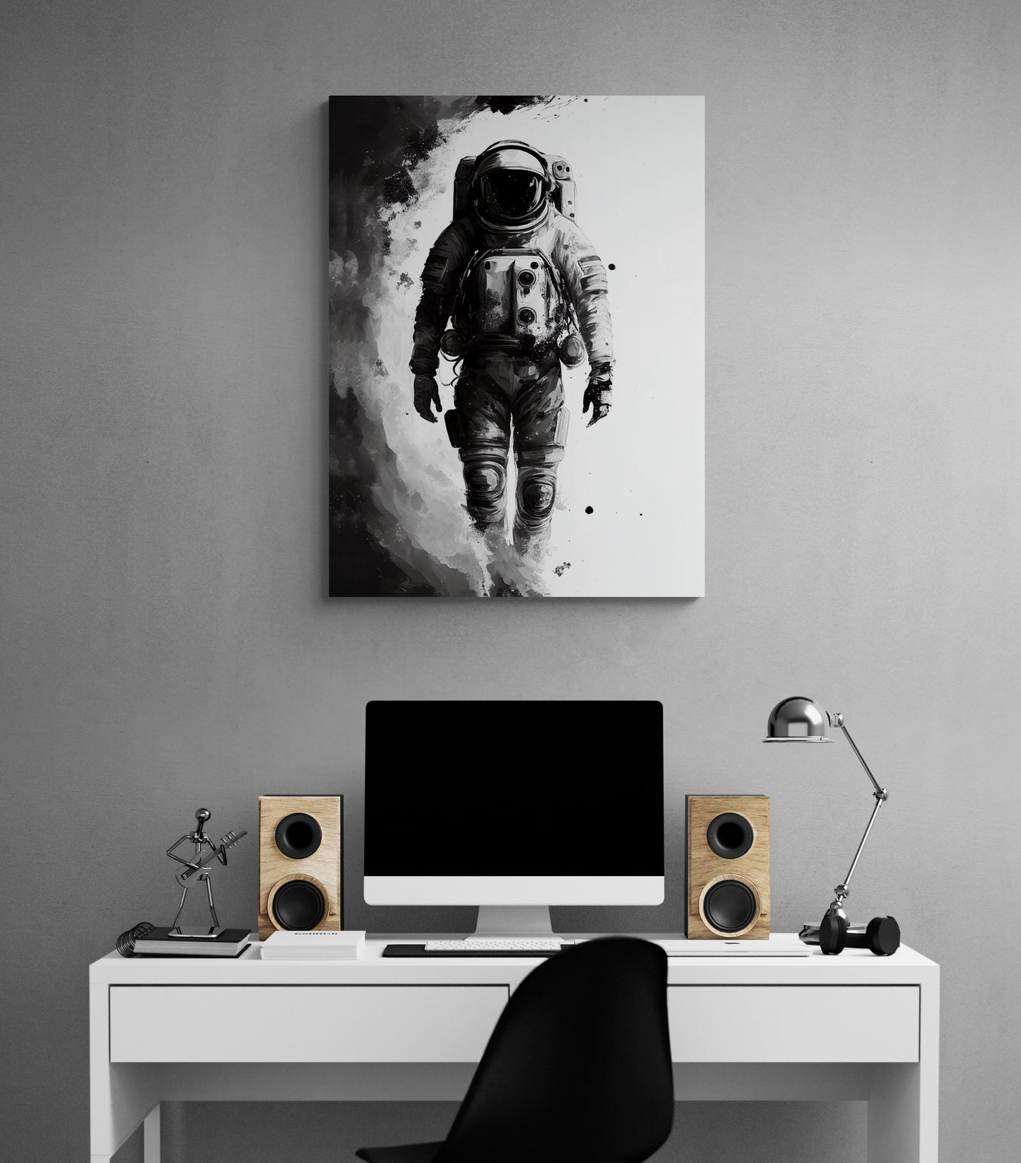 toile murale astronaute NASA : monochrome, espace, nuage