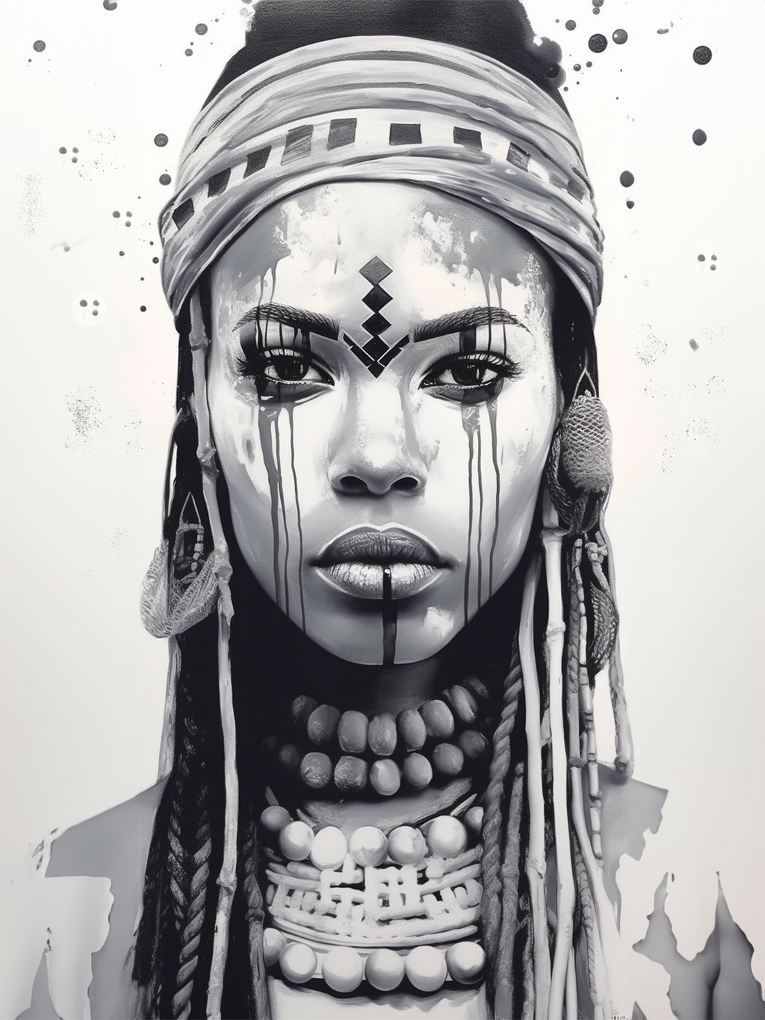 Toile décorative Femme africaine - Chic noir et blanc