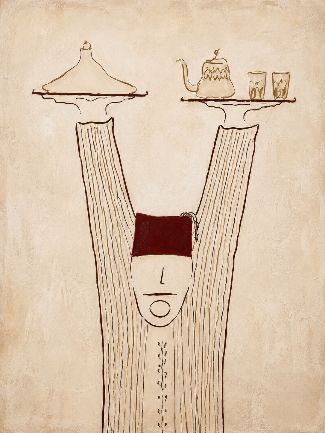 Tableau sur toile Serveur marocain - Rituel du thé et hospitalité