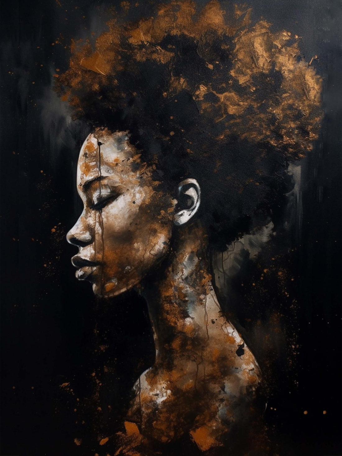 Black Woman Canvas Wall Art – Majestic Elegance