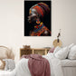 Dans un cadre apaisant et naturel, une toile avec une femme Noire ajoute une nuance d'élégance à cette chambre d'adulte