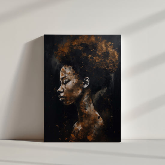 African-themed canvas wall art featuring a powerful Black woman