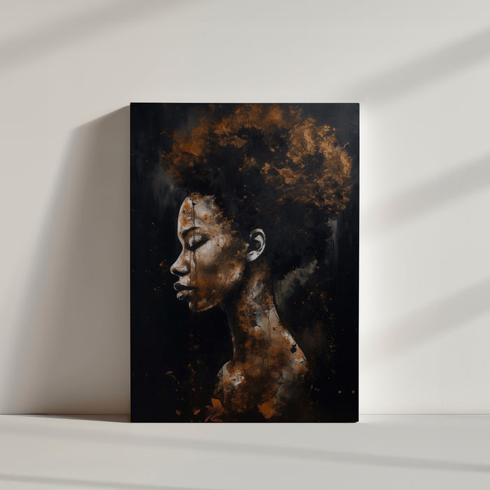 African-themed canvas wall art featuring a powerful Black woman