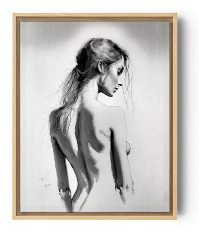 Sinnliches Bild, feminin, minimalistisch, elegant, Kohle, Bleistift, Dekoration, Interieur.