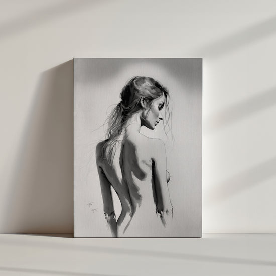 Elegant minimalist feminine art print – charcoal line art drawing for modern home decor