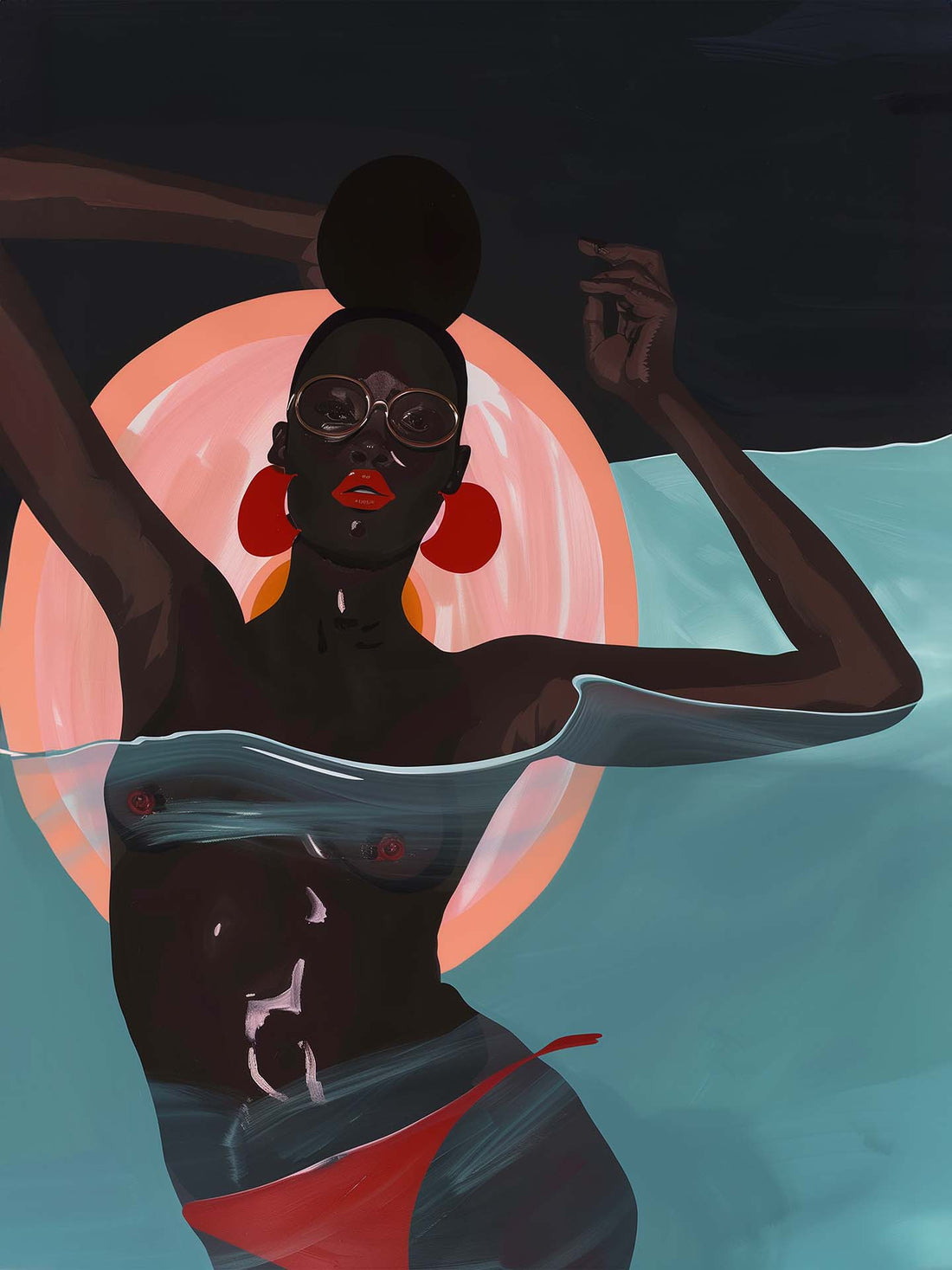 Original Black Woman Portrait – Retro Pop Art Painting