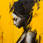 Dans un éclat de jaune vif, une silhouette se perd dans ses pensées, capturée entre les coups de pinceau audacieux