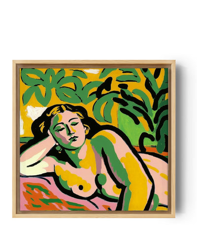 Colorful painting of a reclining female nude for wall art