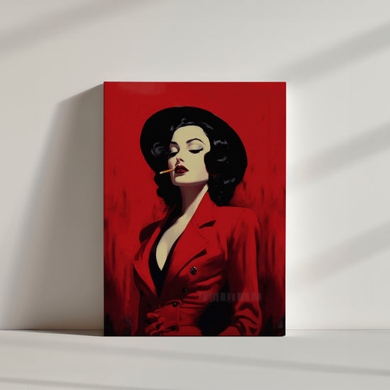 Timeless, captivating artwork - painting of a woman in a red dress