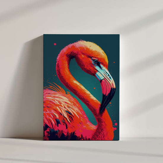 Captivating pink flamingo artwork with bold, vibrant colors