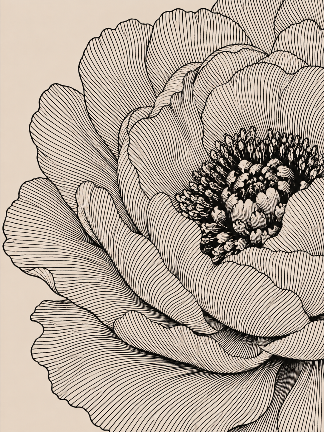 Tableau sur toile Fleur botanique - Gravure noir et blanc intemporelle