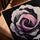 Pink rose wall art on a black background for Scandinavian office decor