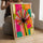 Tableau fleurs abstrait pissenlit coloré décoration salon moderne cadre bois style contemporain