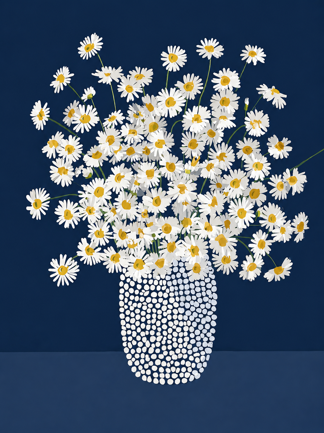 Tableau sur toile Marguerites blanches - Bouquet éclatant sur fond bleu nuit