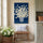 Tableau fleurs marguerites blanches vase pointilliste fond bleu nuit décoration murale salon contemporain