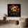 Tableau fleurs multicolores vase bleu décoration murale salon salle à manger contemporain