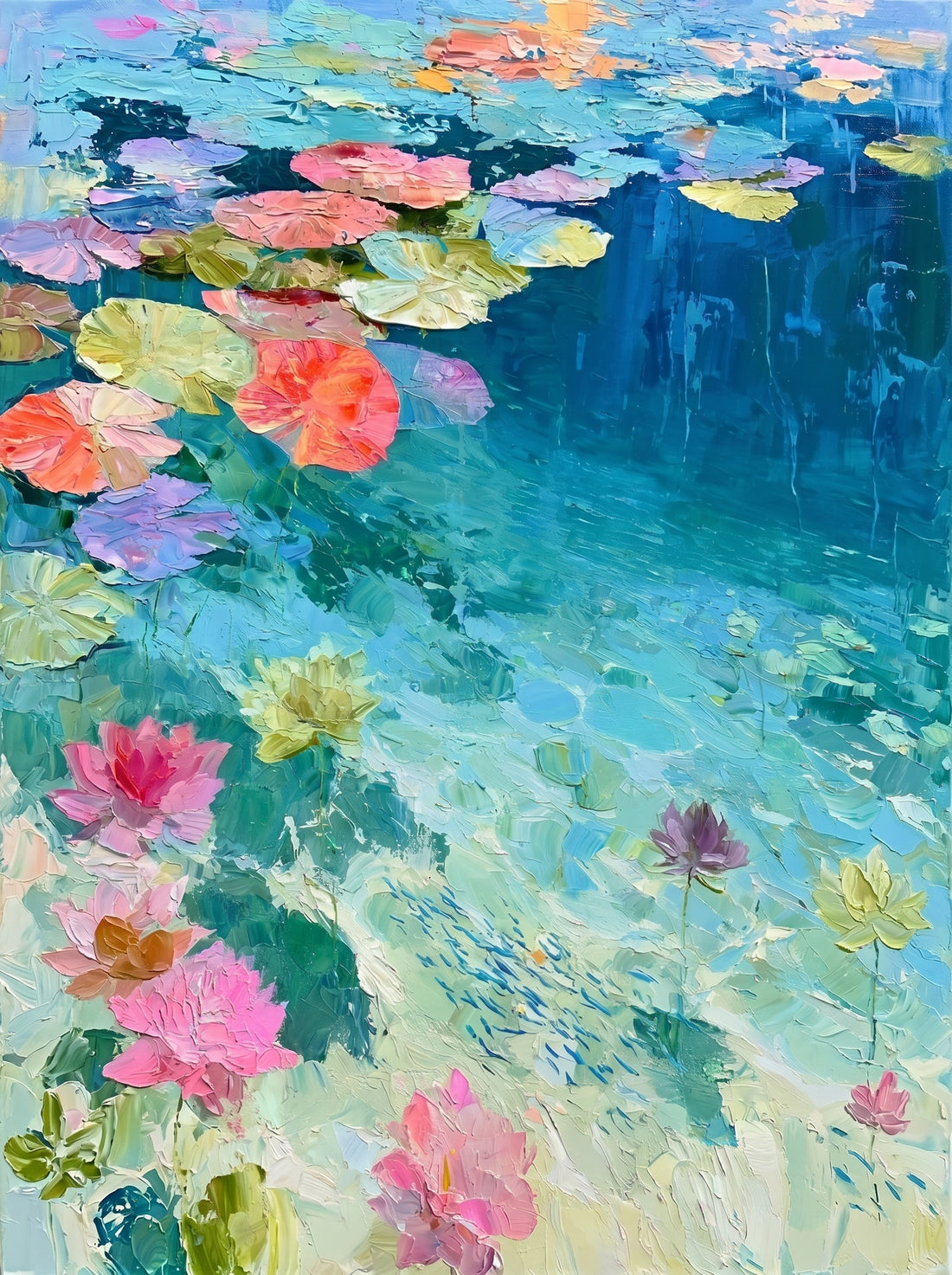 Tableau sur toile Nymphéas Giverny - Hommage à Monet