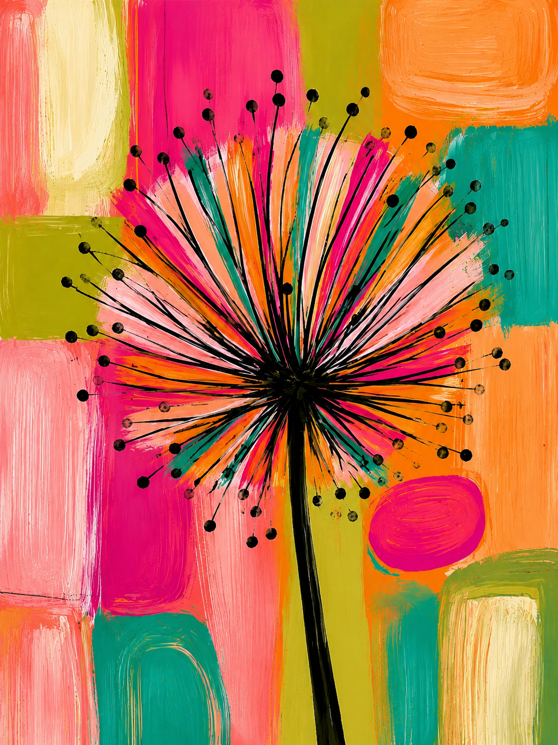 Tableau sur toile Fleur multicolore - Explosion de joie et liberté