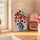 Modernes Wandbild Blumen in Rosa und Rot mit blauer Punkt-Vase, farbenfrohe Wanddeko fürs Wohnzimmer