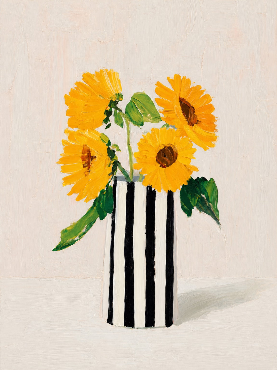 Tableau sur toile Tournesols éclatants - Lumière dorée et vase graphique