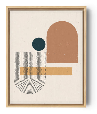 ein geometrisches skandinavisches Wandbild mit sanften Formen und Pastellfarben