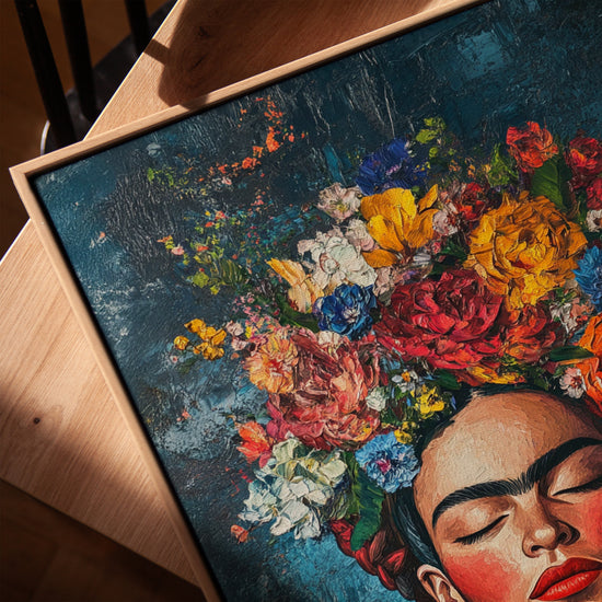 Floral female portrait wall art for Scandinavian living room decor