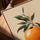 Orange with leaves wall art for living room, golden oak frame