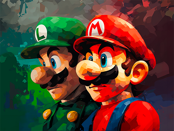 Tableau Gaming Mario & Luigi - Art Déco Moderne et pop