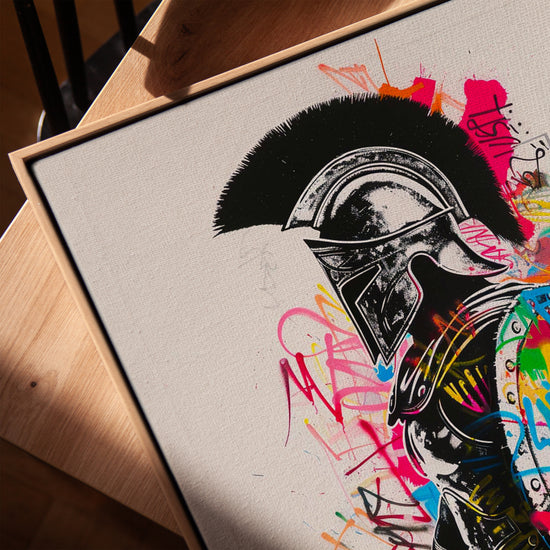 Gladiator graffiti street art canvas for minimalist office decor