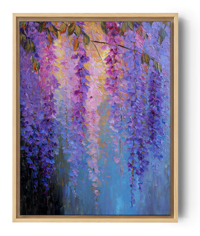 Florales Bild in Violett- und Blautönen mit Pinseleffekt, impressionistischer Stil
