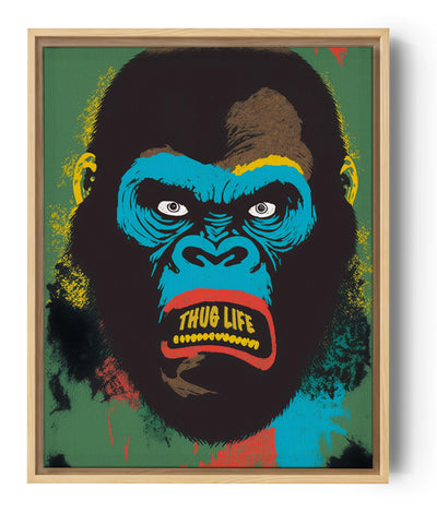 Thug Life gorilla street art canvas wall art in primary colors