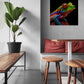 une toile photo avec une grenouille arboricole aux yeux rouges, apporte une ambiance tropical et fraiche dans la décoration de la piéce