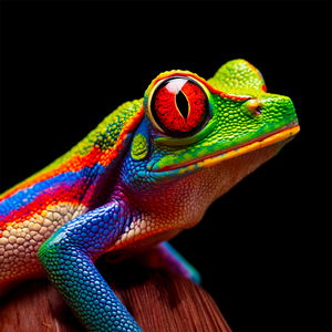 Photo print of a red-eyed tree frog, extremely detailed, complex, vibrant, vivid, colorful, cinematic, incredible detail