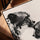 Black and white cheetah family portrait canvas art with oak frame