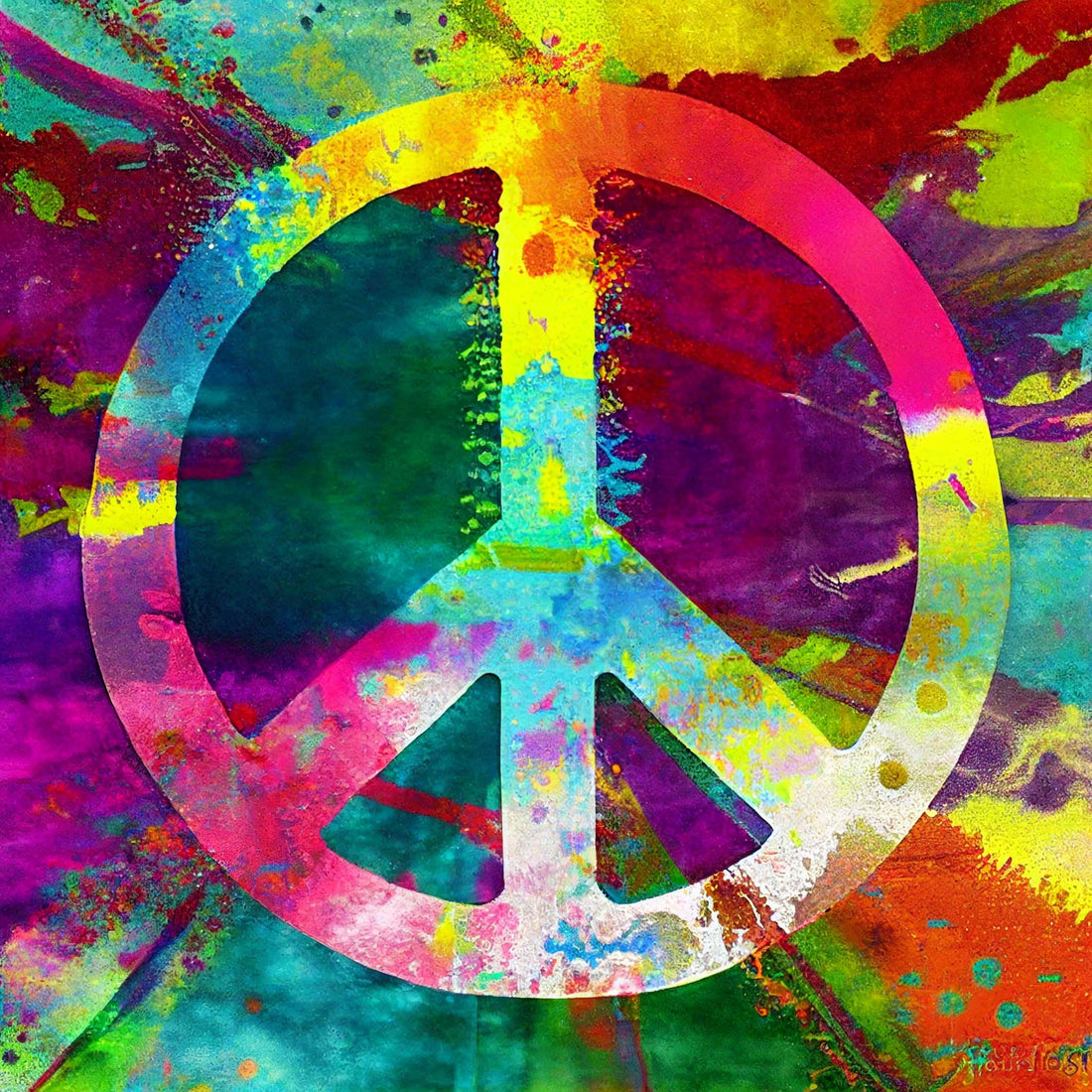 Peace & Love Canvas Wall Art - Psychedelic Boho