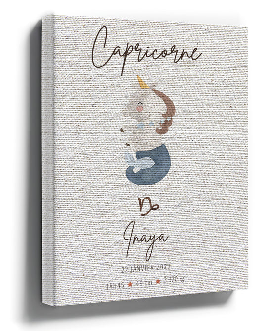 Capricorn zodiac baby sea-goat pastel illustration nursery wall art print