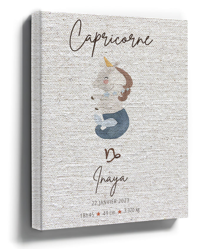 Capricorn zodiac baby sea-goat pastel illustration nursery wall art print