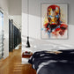Iron Man dynamique, aquarelle, chambre moderne.