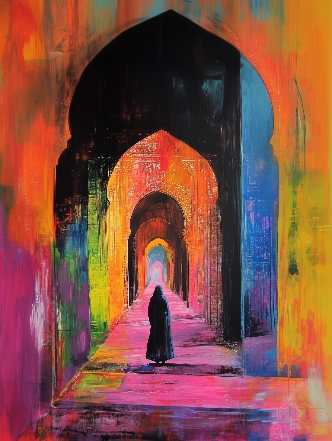 Tableau islamique Mosquée multicolore - Spiritualité moderne et lumineuse