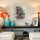Minimalist modern living room wall decor — Arabic calligraphy canvas in black, red and green with textured abstract backdrop