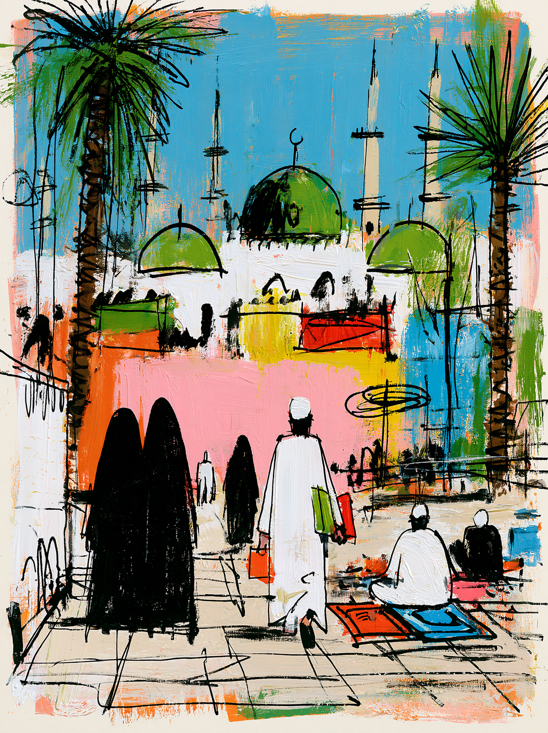 Tableau sur toile Mosquée sacrée - Spiritualité vibrante et couleurs modernes