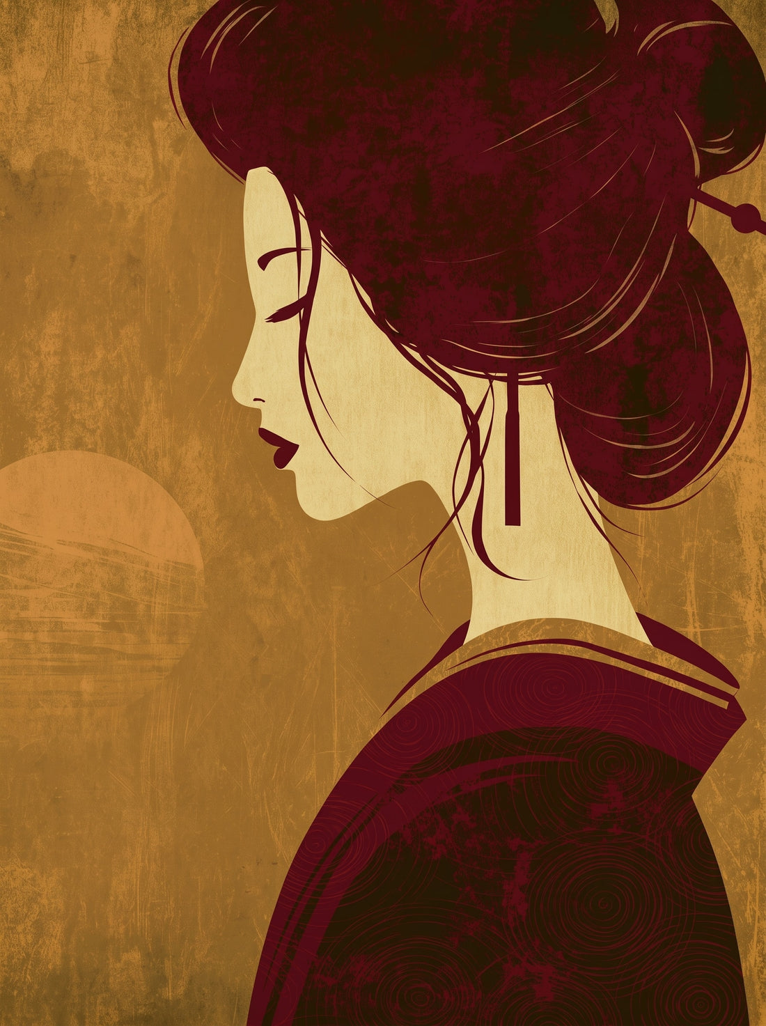 Tableau japonais Geisha - Élégance traditionnelle sur fond doré
