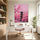 Tableau japonais pagode et cerisiers en fleurs roses dans salon zen décoration murale