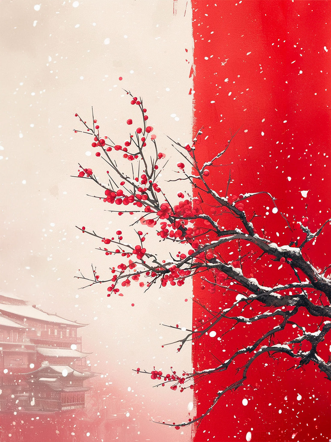 Tableau Cerisier en hiver - Renouveau japonais