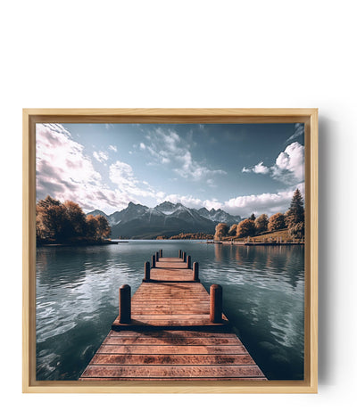 Wooden dock on a calm lake landscape photo canvas