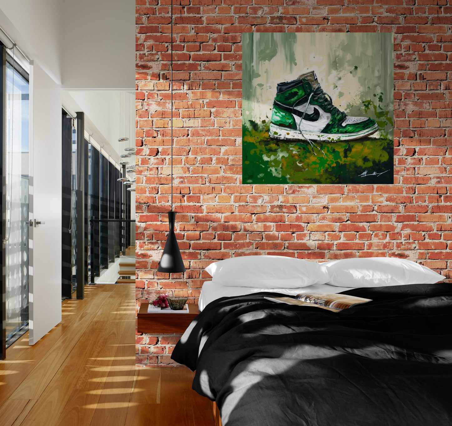 Tableau Air Jordan, Sneakers verts, décoration murale tendance