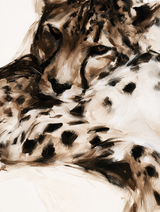 Tableau sur toile léopard tacheté en tons sépia et beige, style peinture expressif animalier