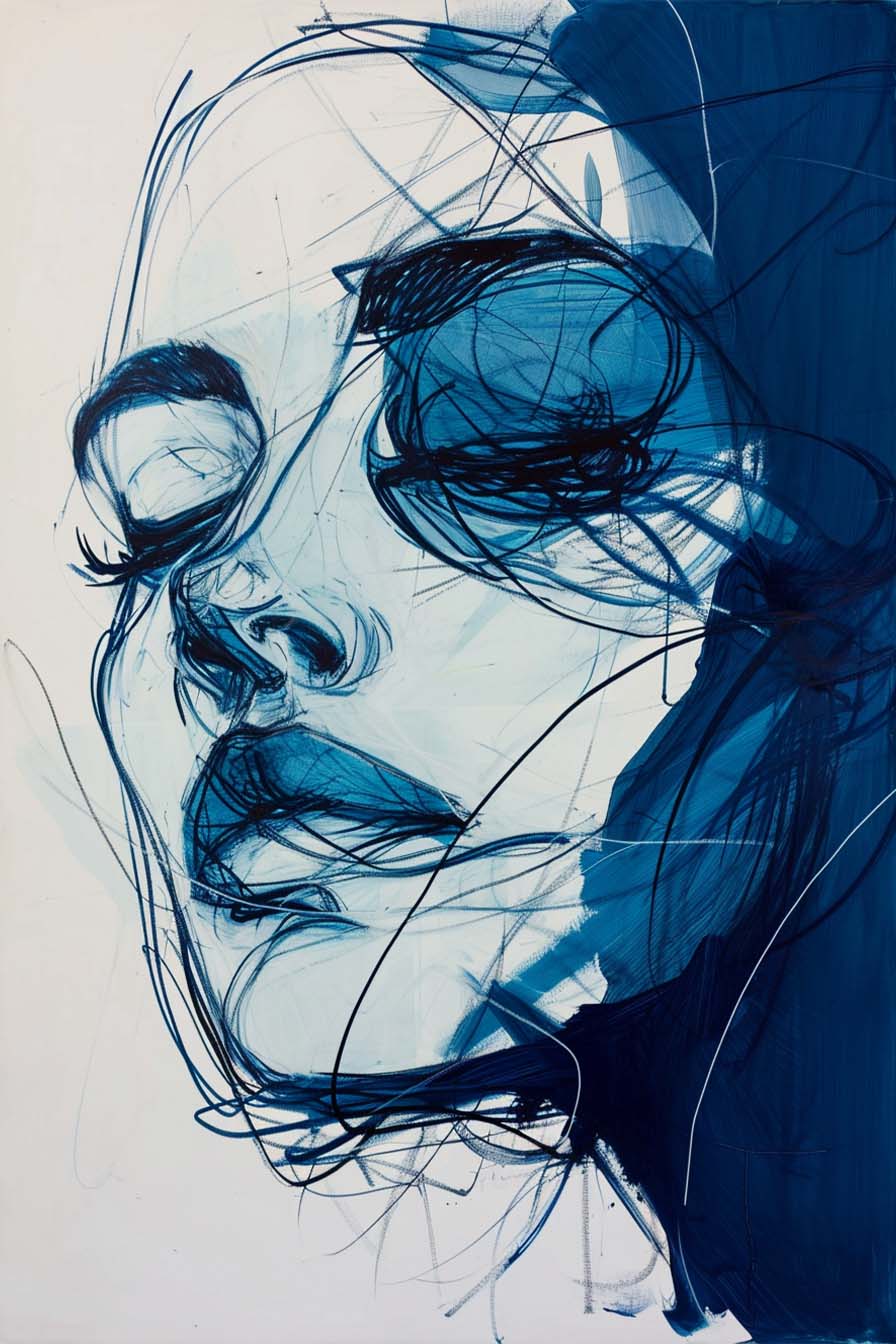 Tableau Visage abstrait - Émotion profonde