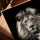 Black and white lion and cub wall art for Scandinavian office decor