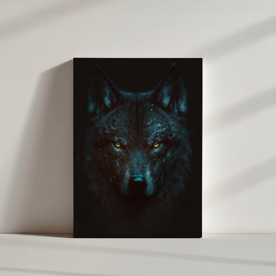 Tableau de loup noir majestueux : charme animal captivant